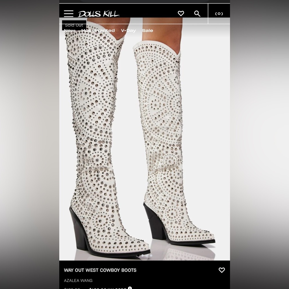 Studded White Women's Boots